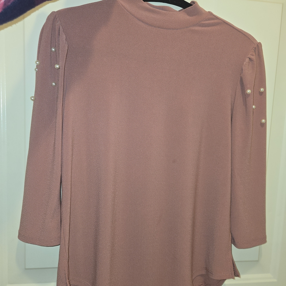 Scarlett Mauve Blouse with Pearl Details